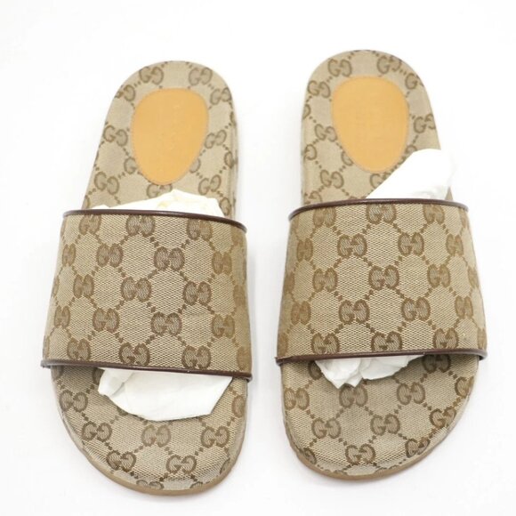 GUCCI Sideline Logo Canvas Slide Sandals Mens Size G 5/EU 39/US 5.5 - Picture 1 of 9